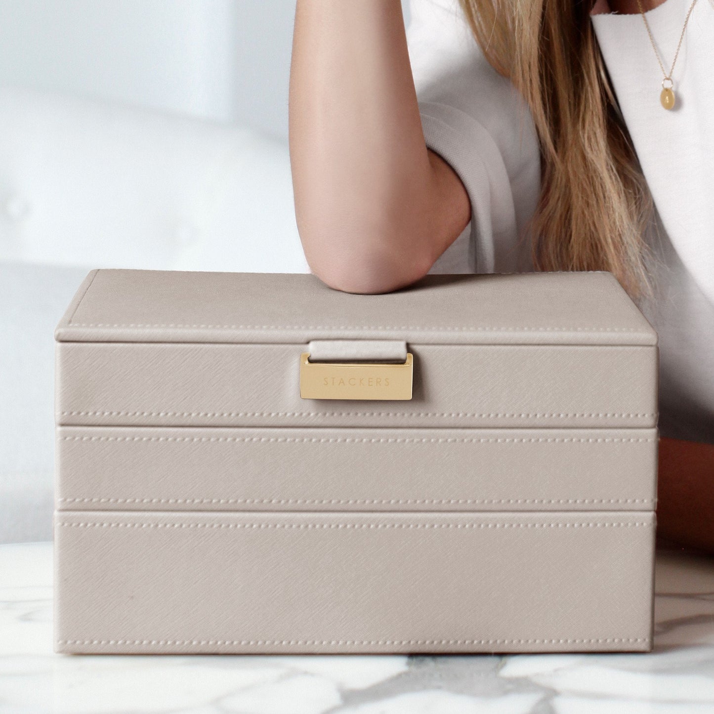Stackable Taupe Jewellery box