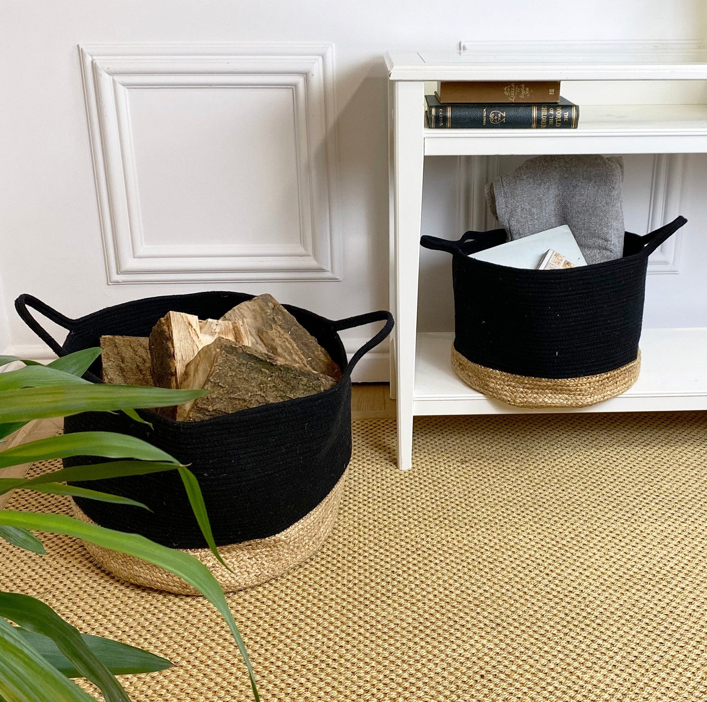 Walton Set Of Two Large Round Baskets - Black
