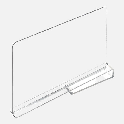 Clear acrylic shelf on a white background