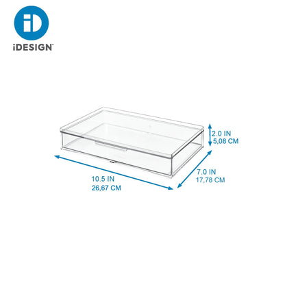 Clear plastic tray with dimensions labeled, featuring the iDesign logo.