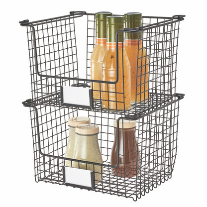 Stackable Black Wire Basket - Large