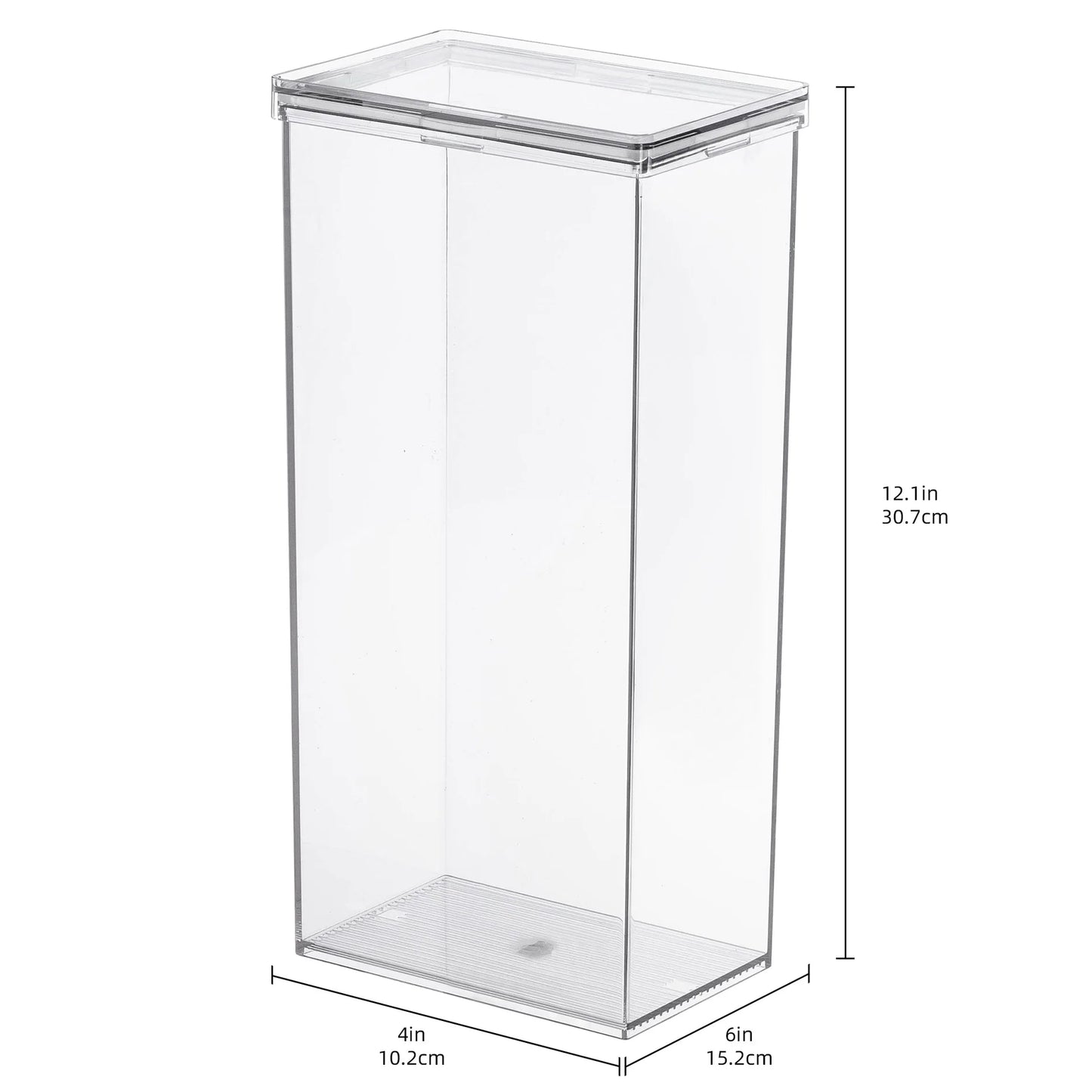 Clear extra large airtight food storage canister with flat lid and rubber seal