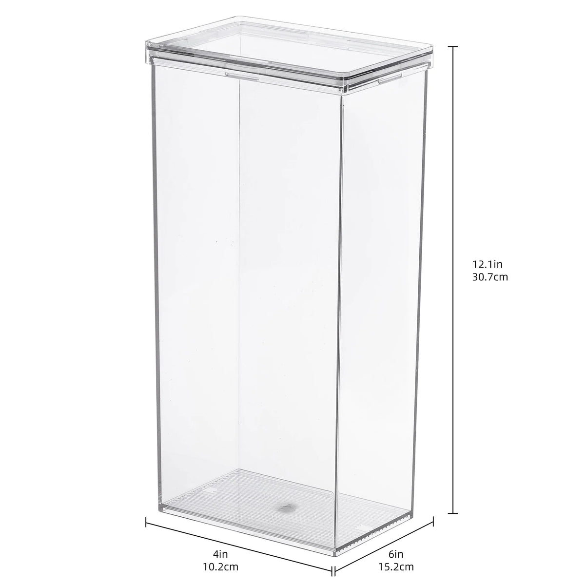 Clear extra large airtight food storage canister with flat lid and rubber seal