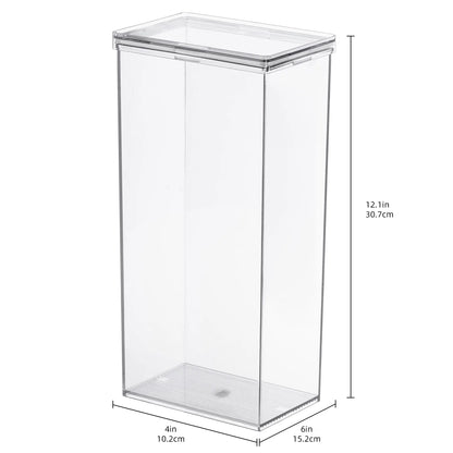 Clear extra large airtight food storage canister with flat lid and rubber seal