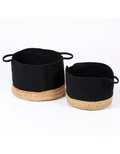 Walton Set Of Two Large Round Baskets - Black