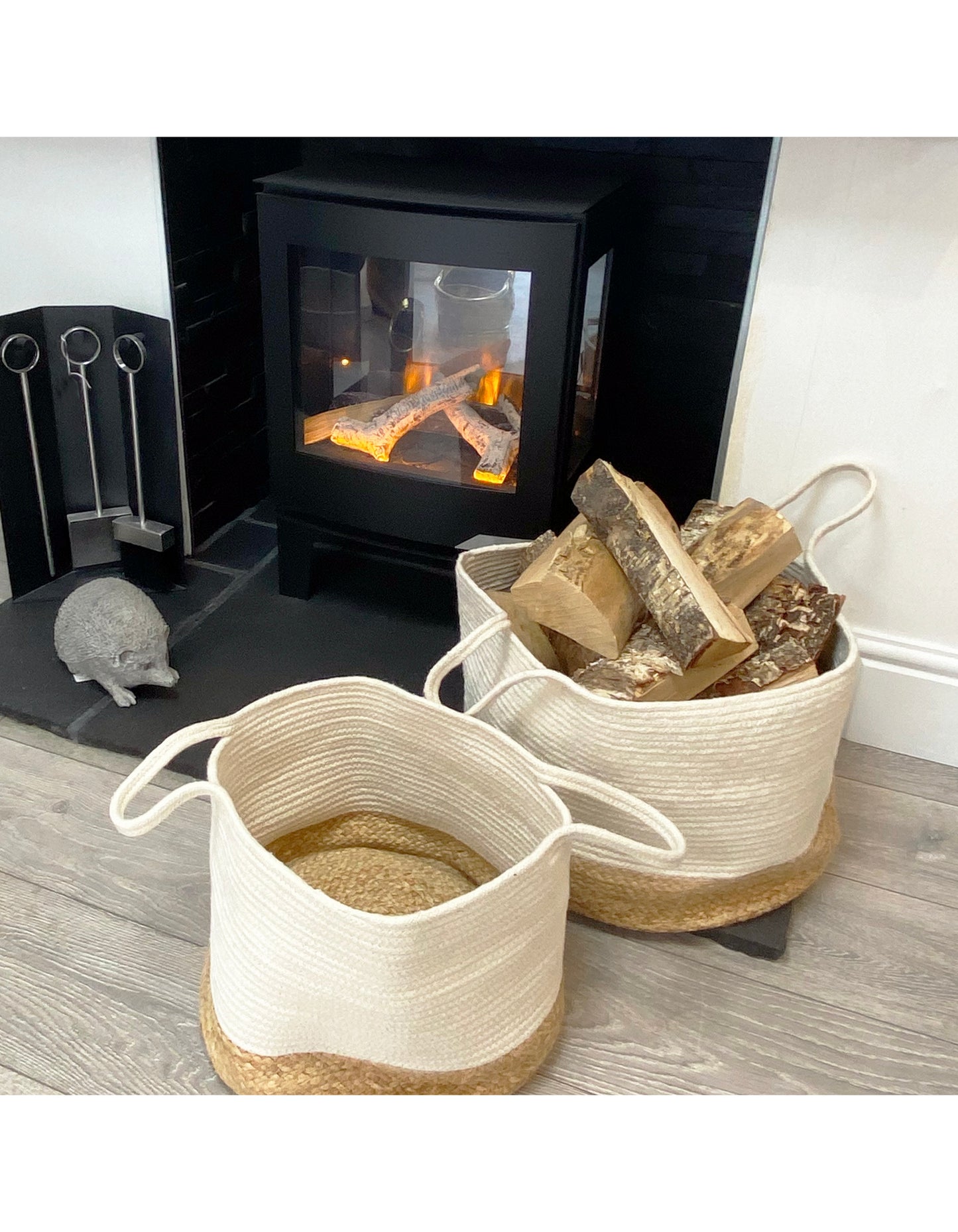 Walton Set Of Two Large Round Baskets - White