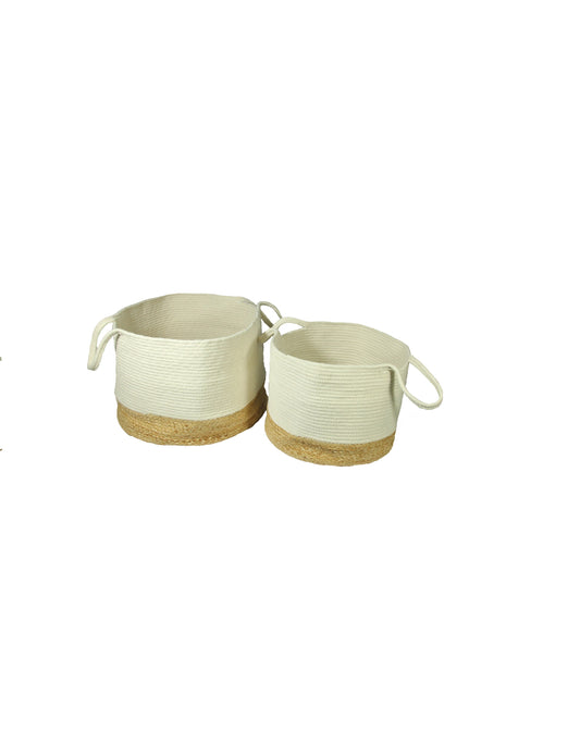 Walton Set Of Two Large Round Baskets - White