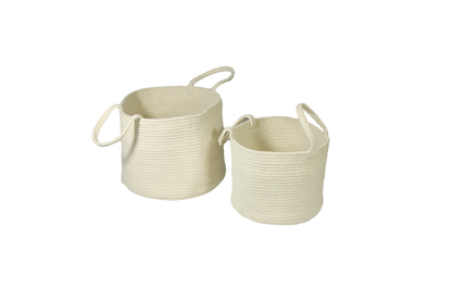 Soho Set Of Two Round Baskets - White